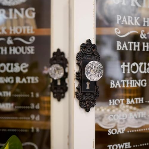 SOFFEE DESIGN 2pcs Vintage Cabinet Pull Drawer Knob, Distressed Closet Handle with Clear Resin Knob, Antique Door Knob with Mounting Screws for Cupboard, Kitchen Furniture - Black - Image 3