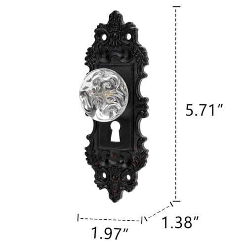 SOFFEE DESIGN 2pcs Vintage Cabinet Pull Drawer Knob, Distressed Closet Handle with Clear Resin Knob, Antique Door Knob with Mounting Screws for Cupboard, Kitchen Furniture - Black - Image 5