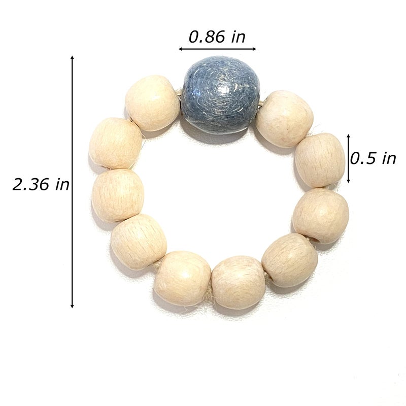 LEBEJUA Napkin Rings Set Of 6 - Wooden Beads Napkin Rings | Rustic Wooden Napkin Ring Holder For Table Decoration | Handmade Lebejua Napkin Ring With Wood Beads & Jute Twine - Farmhouse Napkin Ring Boho Style - Image 2