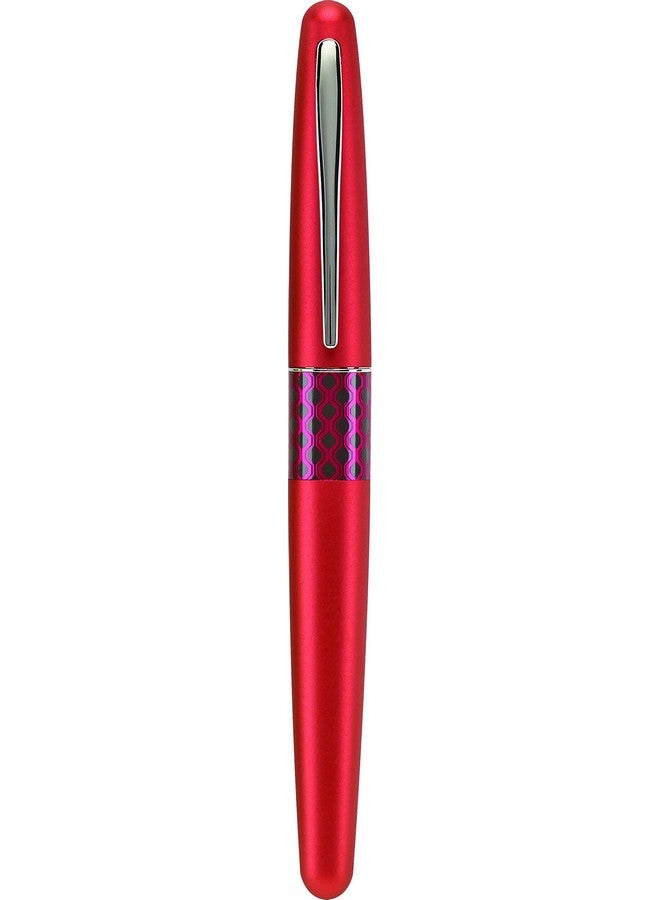 بايلوت قلم حبر جاف بايلوت إم آر ريترو بوب كوليكشن، أسطوانة حمراء بلمسة مموجة، رأس متوسط، حبر أسود (91442) - Image 2