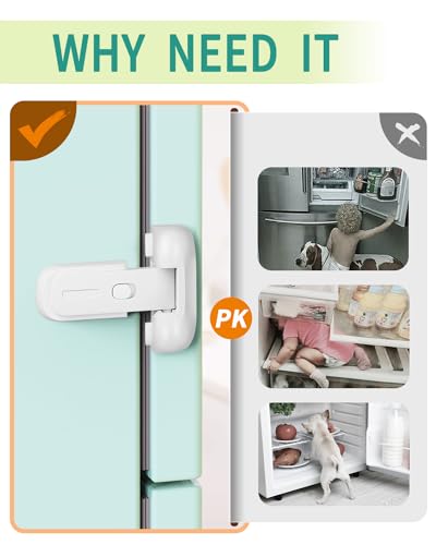 Qinzcp 2 Pack Updated Baby Safety Proof Fridge Latch Lock to Keep Door Closed,Childproof Refrigerator/Fridge/Freezer Door Lock for Toddlers and Kids,no Tools Need or Drill(White) - Image 2