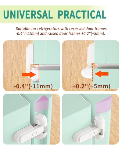 Qinzcp 2 Pack Updated Baby Safety Proof Fridge Latch Lock to Keep Door Closed,Childproof Refrigerator/Fridge/Freezer Door Lock for Toddlers and Kids,no Tools Need or Drill(White) - Image 4
