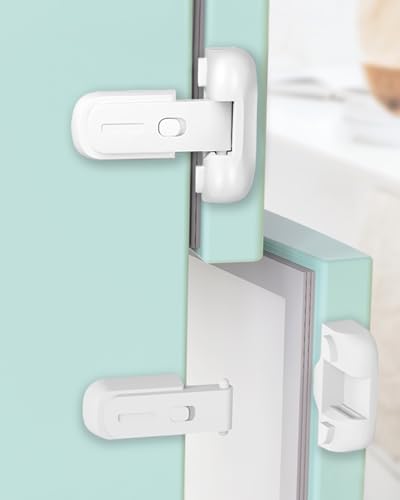 Qinzcp 2 Pack Updated Baby Safety Proof Fridge Latch Lock to Keep Door Closed,Childproof Refrigerator/Fridge/Freezer Door Lock for Toddlers and Kids,no Tools Need or Drill(White) - Image 1