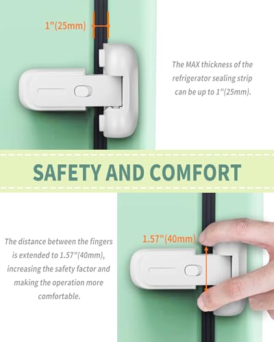 Qinzcp 2 Pack Updated Baby Safety Proof Fridge Latch Lock to Keep Door Closed,Childproof Refrigerator/Fridge/Freezer Door Lock for Toddlers and Kids,no Tools Need or Drill(White) - Image 5