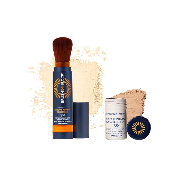 Brush On Block SPF 30 Translucent Mineral Powder Sunscreen & Refill Bundle – New Formula with Niacinamide, Hyaluronic Acid and Vitamin C, Broad Spectrum, Water-Resistant, Reef-Friendly, Made in USA