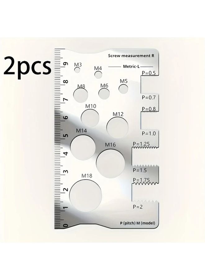 2pcs Stainless Steel Screw Nut Measuring Calipers Silver Metric Thread Size Tool - Image 1