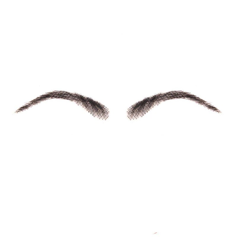 False Eyebrows CliCling Human Hair Artificial Real Hair Handmade Crochet False Brows Invisible Realistic Natural Fake Eyebrows Black Color 1B
