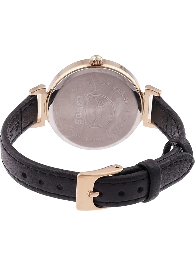 لوراس ساعة كوارتز تناظرية بمينا بلون الشمبانيا الفاتح وحزام جلدي للنساء RG212TX9 - Image 2