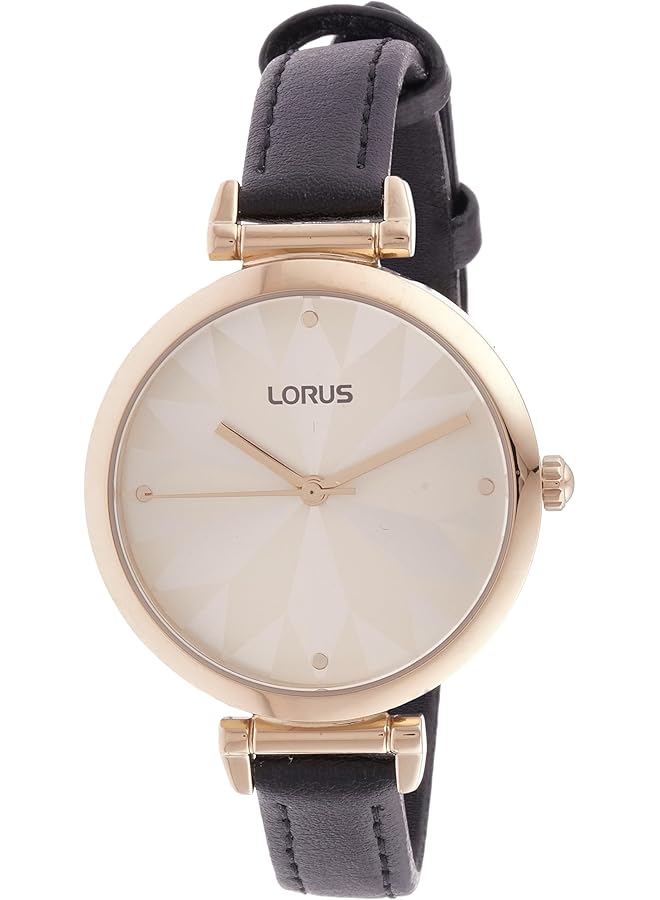 لوراس ساعة كوارتز تناظرية بمينا بلون الشمبانيا الفاتح وحزام جلدي للنساء RG212TX9 - Image 1