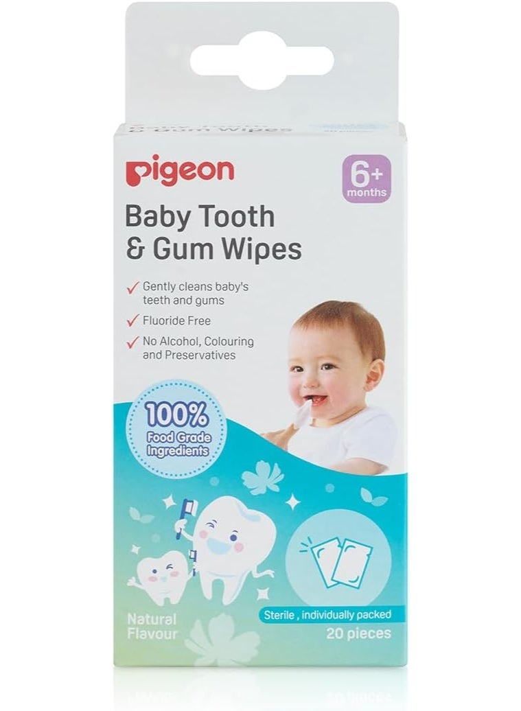 pigeon Baby Tooth & Gum Wipes Natural Flavor Colouring and Preservatives, Natural Flavor, 20 Pieces - Image 1