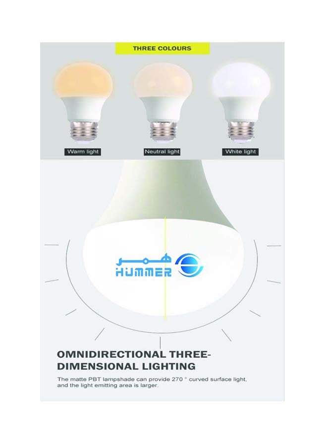 HUMMER | LED Light Bulb | 15W | E27 | 6500K Cool White | 7 × 13.2 cm | For Home and Commercial Lighting | Energy-Saving Lamp - Image 4
