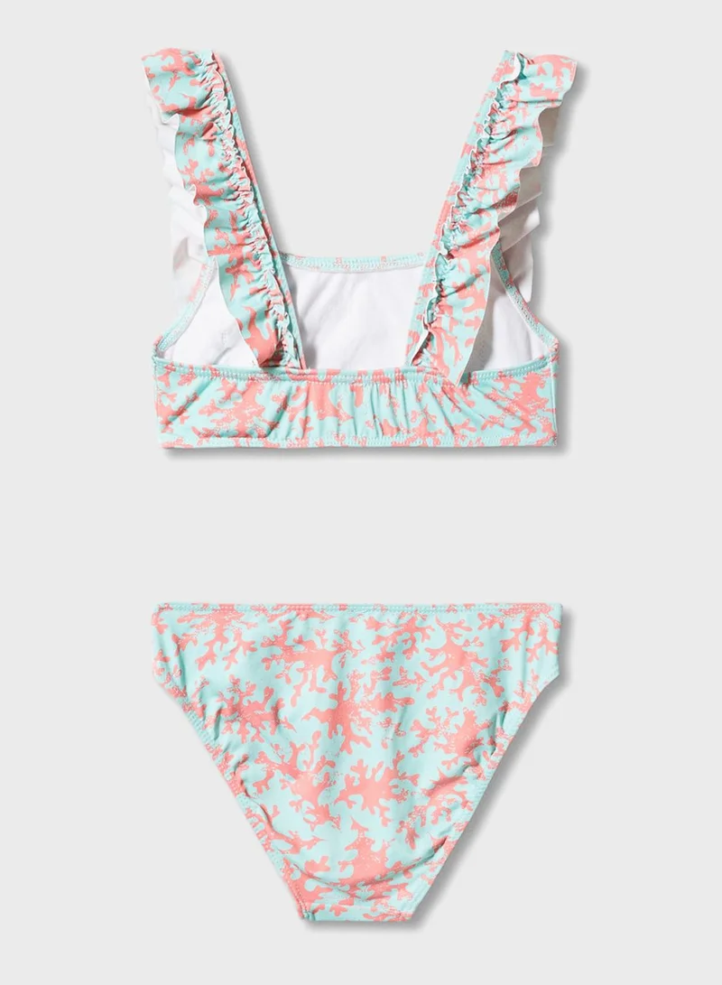 MANGO Kids Ruffled Print Bikini