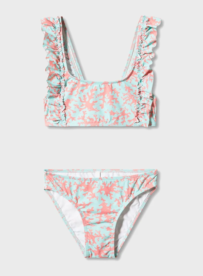 MANGO Kids Ruffled Print Bikini