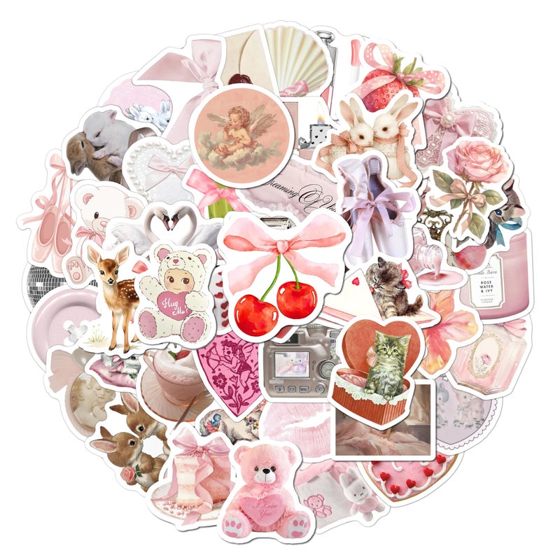 BEATRI Coquette Stickers 50Pcs Waterproof Vinyl Stickers for Phone Journaling Laptop Water Bottle Travel Gear NonRepeating Decals HighDefinition Print Aesthetic Gifts for Girls Teens - Image 2