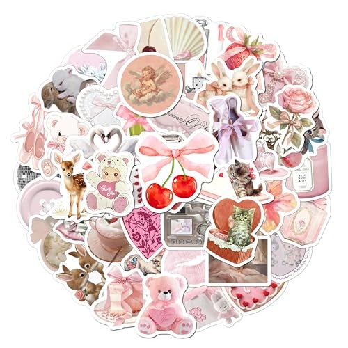 BEATRI Coquette Stickers 50Pcs Waterproof Vinyl Stickers for Phone Journaling Laptop Water Bottle Travel Gear NonRepeating Decals HighDefinition Print Aesthetic Gifts for Girls Teens - Image 1