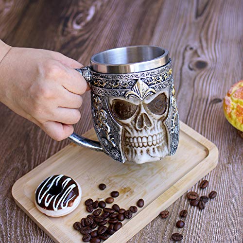 OTARTU 13oz Skull Coffee Mug Viking Skull Beer Mugs Stainless Steel Liner Gift for Men Father's Day Gifts - Image 3