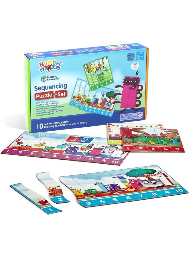Learning Resources Number blocks Sequencing Puzzle Set | 10 Self-Correcting Number Puzzles | 50 Pieces Educational Math Toy for Kids Ages 3+ | STEM Learning Game - Image 2