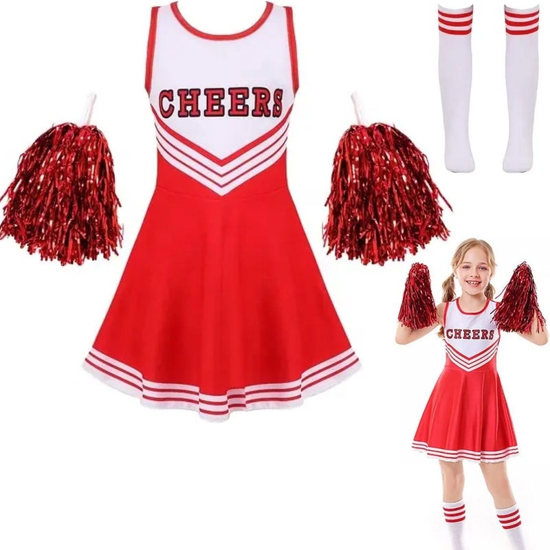 Home Smart Cheerleading Costume for Girls School Girls Outfit Uniform Fancy Dresses with Pom Cheerleader Costume For Girls - Image 1