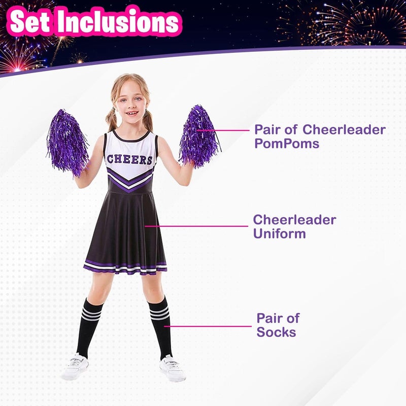 Home Smart Cheerleading Costume for Girls School Girls Outfit Uniform Fancy Dresses with Pom Cheerleader Costume For Girls - Image 3