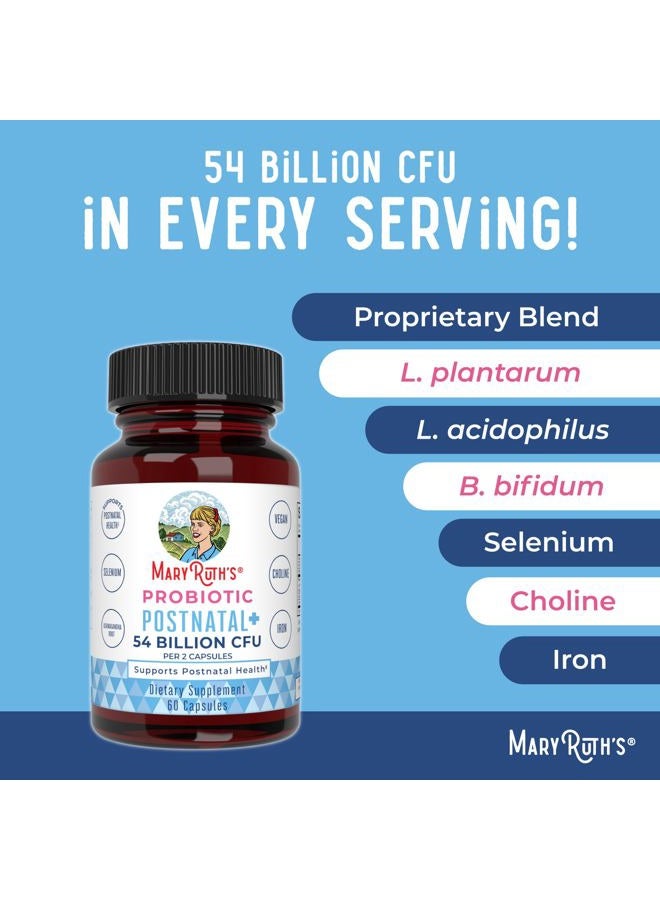 Postnatal Probiotics for Breastfeeding Women | Nursing Probiotic Capsules with Vitamins | Minerals & Antioxidants | 54 Billion CFU | Non-GMO | Vegan | 30 Servings
