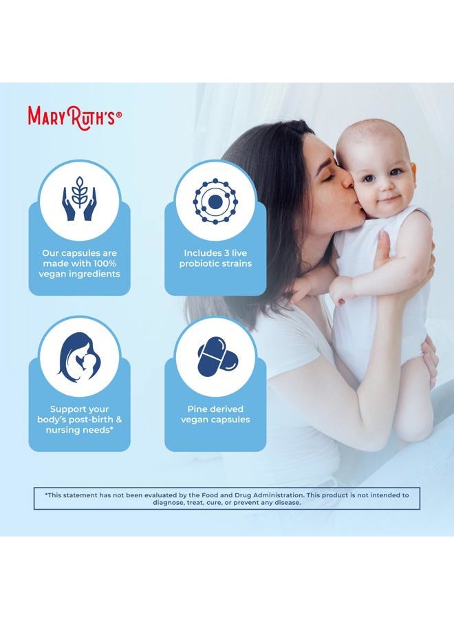 Postnatal Probiotics for Breastfeeding Women | Nursing Probiotic Capsules with Vitamins | Minerals & Antioxidants | 54 Billion CFU | Non-GMO | Vegan | 30 Servings