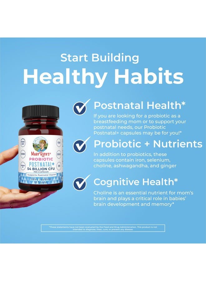 Postnatal Probiotics for Breastfeeding Women | Nursing Probiotic Capsules with Vitamins | Minerals & Antioxidants | 54 Billion CFU | Non-GMO | Vegan | 30 Servings