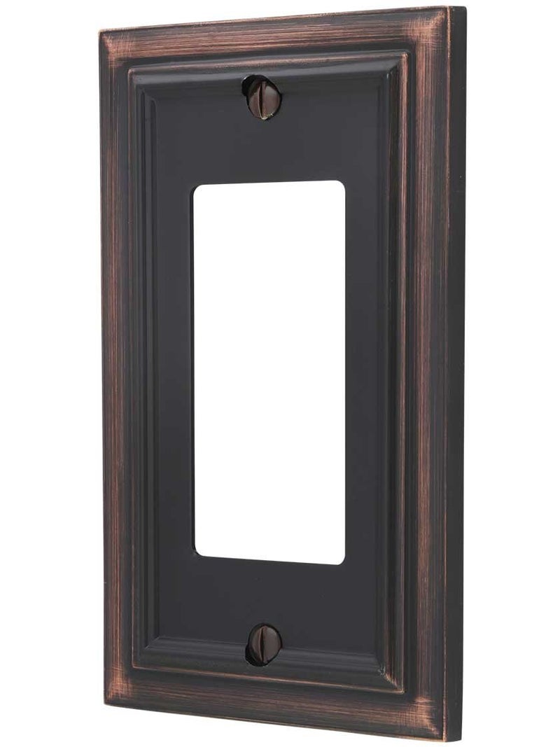 AMERELLE 94RVB Continental Single Rocker Cast Metal Wallplate in Aged Bronze 1 Rocker