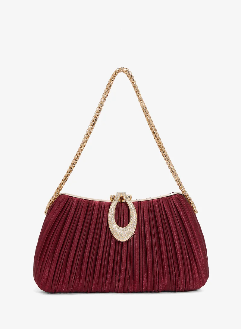 Khizana Pleated Embellished Chain Clutch