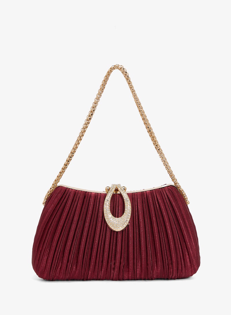 Khizana Pleated Embellished Chain Clutch - Image 1
