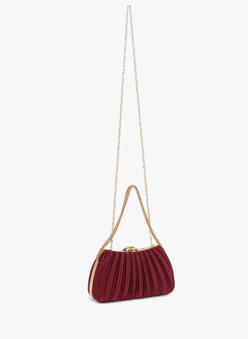 Khizana Pleated Embellished Chain Clutch