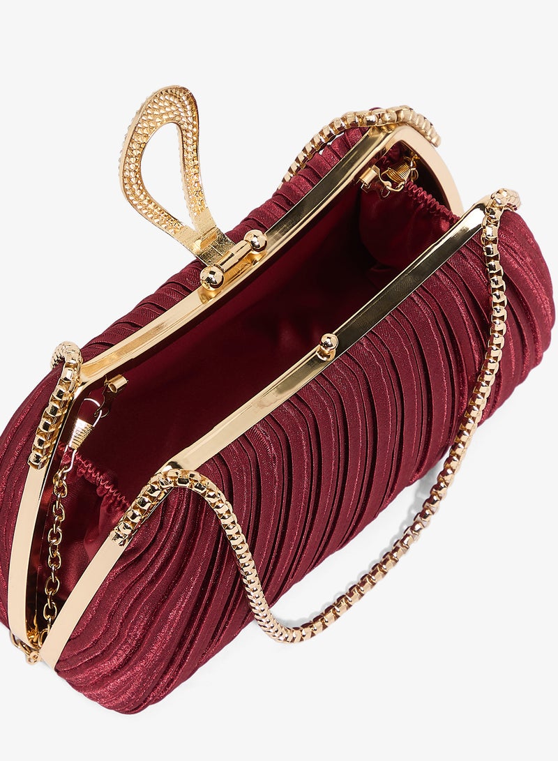Khizana Pleated Embellished Chain Clutch - Image 4