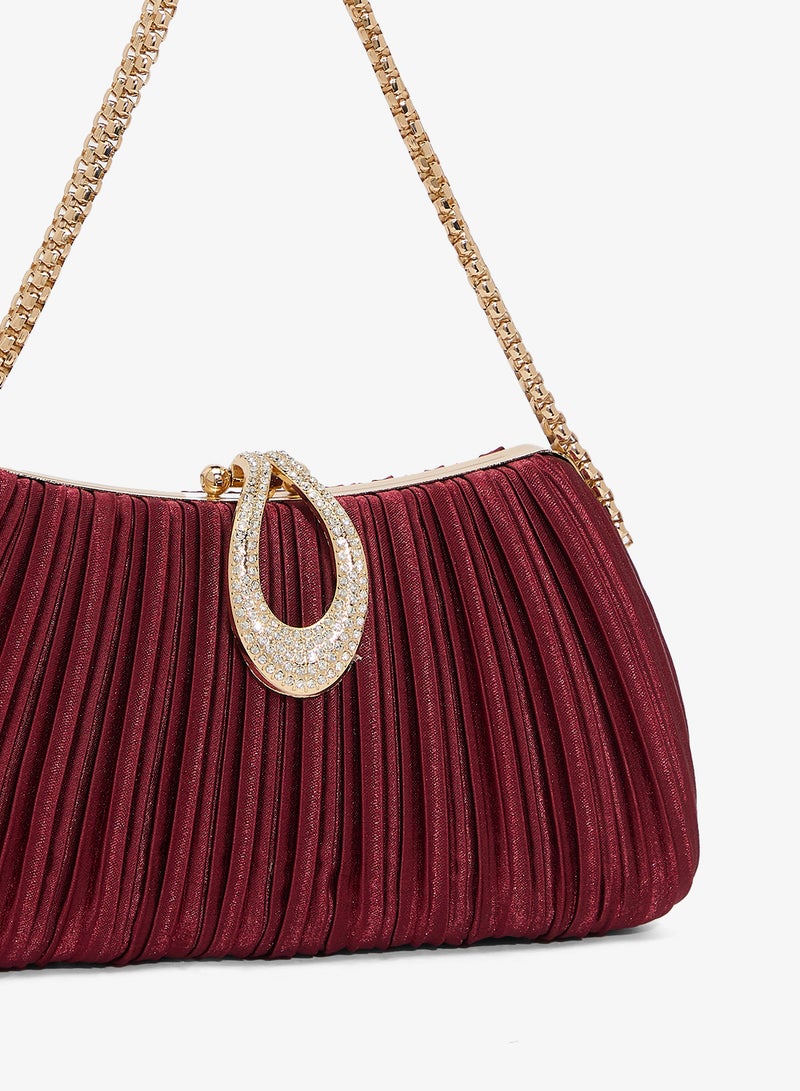 Khizana Pleated Embellished Chain Clutch - Image 3