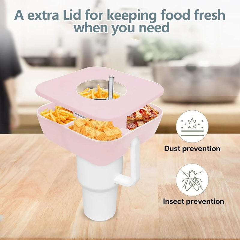Zonyee Snack Bowl with Cover for Stanley 40oz Tumbler with Handle Silicone Snack Tray Snack Ring for Stanley Cup Accessories Suitable for Car Cup Holder or Outdoor Rose Quartz - Image 3