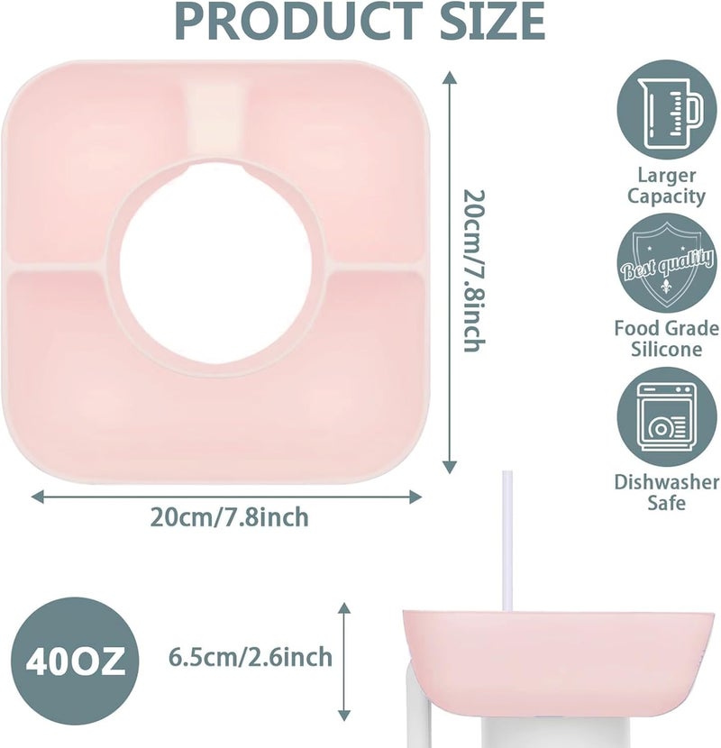 Zonyee Snack Bowl with Cover for Stanley 40oz Tumbler with Handle Silicone Snack Tray Snack Ring for Stanley Cup Accessories Suitable for Car Cup Holder or Outdoor Rose Quartz - Image 5