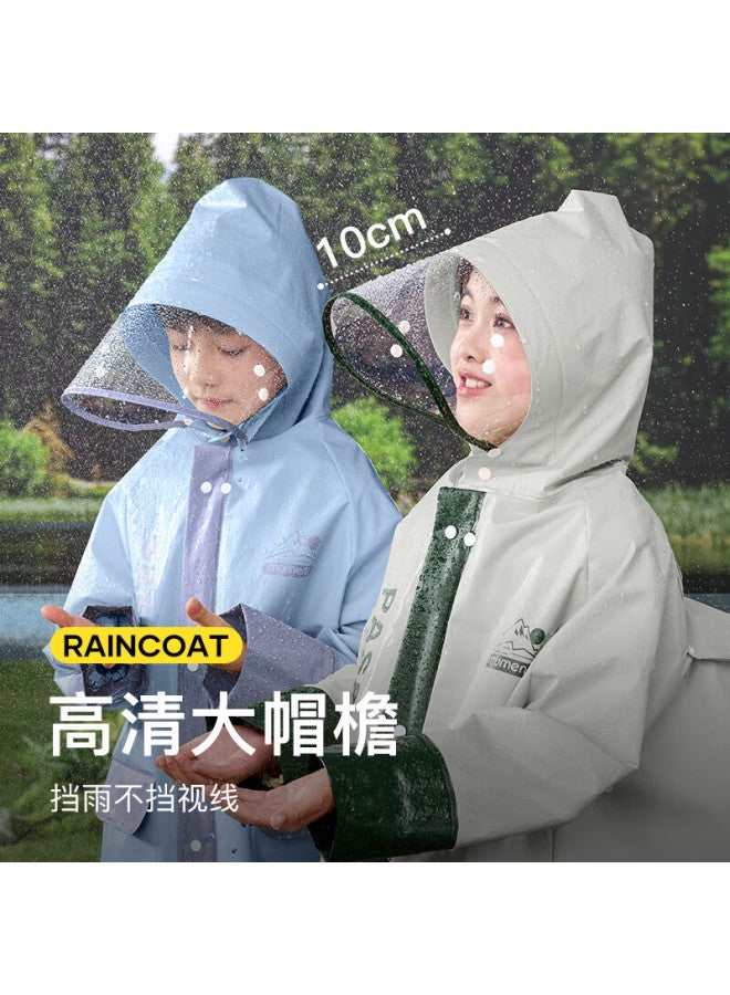 Moremerry Kids Waterproof Breathable Raincoat With Backpack Cover Thickened Student Fashion Rain Poncho Olive Green 4XL