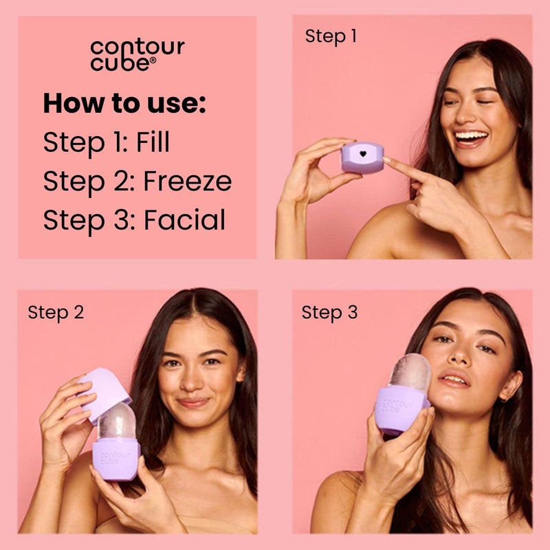 Contour Cube Mini - Revolutionary Ice Roller for Sculpting & De-Puffing - Face Ice Roller & Massager - Ice Mold for Face - Compact Skin Care Tools for Daily Skincare & Travel - Violet - Image 3