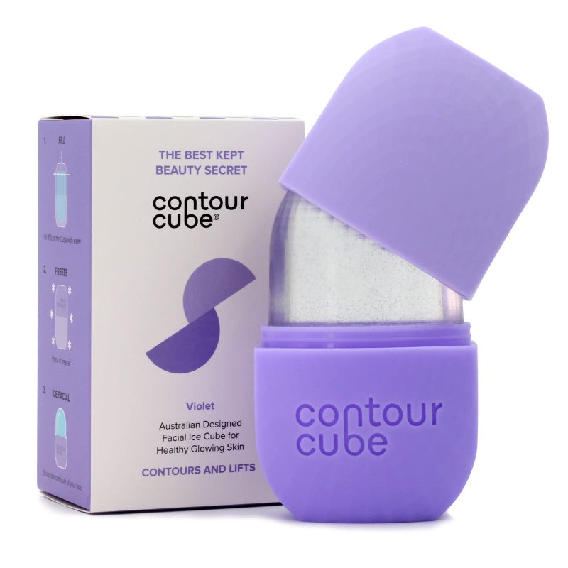 Contour Cube Mini - Revolutionary Ice Roller for Sculpting & De-Puffing - Face Ice Roller & Massager - Ice Mold for Face - Compact Skin Care Tools for Daily Skincare & Travel - Violet - Image 1