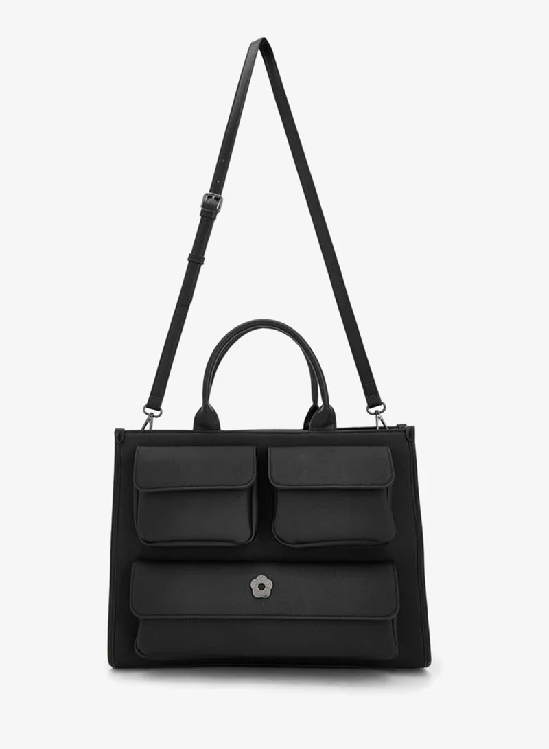 ميسي Solid Tote Bag With Zip Closure