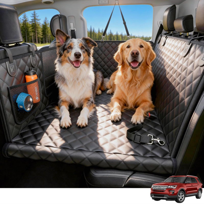 Wigoo Dog Car Seat Cover for Back Seat, 450lbs Hardbottom Dog Hammock, Waterproof & Anti-Scratch Backseat Protector for 1-4 Large/Medium Dogs, Seat Extender for SUV Medium Truck, Size-L, Black - Image 1