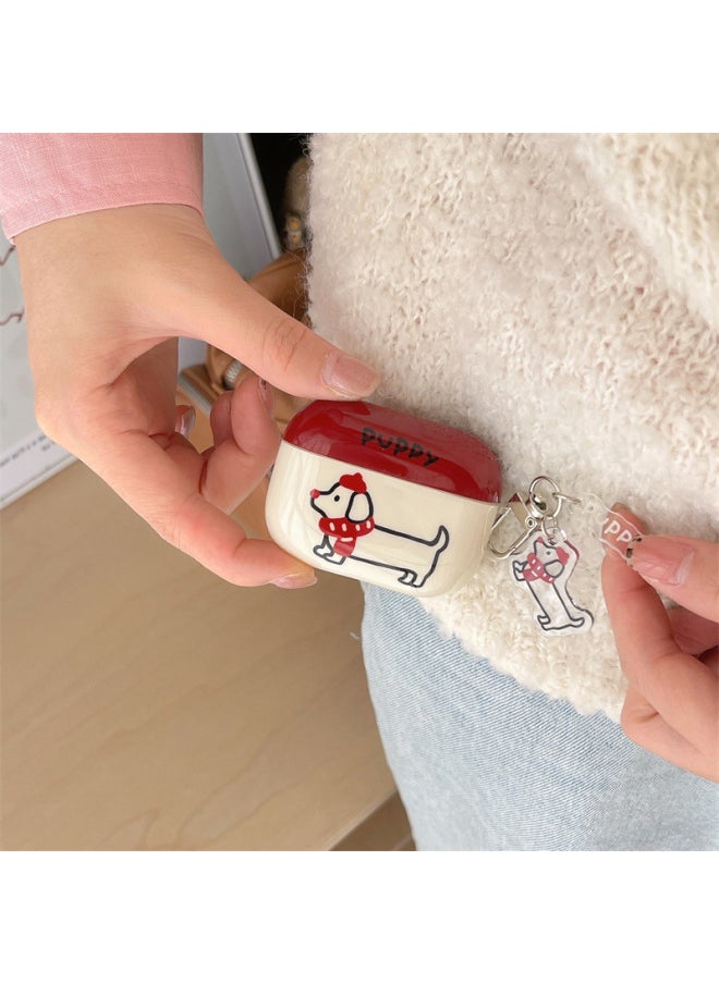 Generic - Red Scarf Dachshund For Apple AirPods3 Generation Protective Case Pro2 Earphone Case 2022 Wireless 4-Color:Imd Headphone Cover-red Scarf Dachshund + Pendant-Applicable Models:Universal For Airpods Pro/pro2 - Image 1