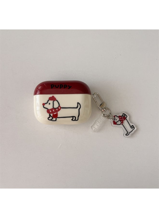 Generic - Red Scarf Dachshund For Apple AirPods3 Generation Protective Case Pro2 Earphone Case 2022 Wireless 4-Color:Imd Headphone Cover-red Scarf Dachshund + Pendant-Applicable Models:Universal For Airpods Pro/pro2 - Image 1