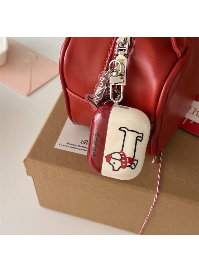 Generic - Red Scarf Dachshund For Apple AirPods3 Generation Protective Case Pro2 Earphone Case 2022 Wireless 4-Color:Imd Headphone Cover-red Scarf Dachshund + Pendant-Applicable Models:Universal For Airpods Pro/pro2 - Image 1