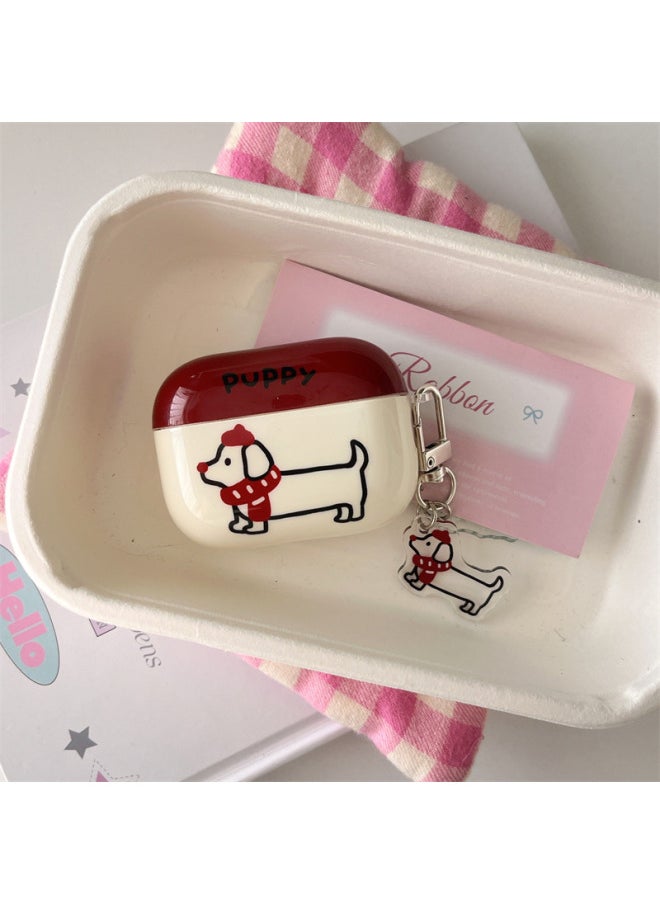 Generic - Red Scarf Dachshund For Apple AirPods3 Generation Protective Case Pro2 Earphone Case 2022 Wireless 4-Color:Imd Headphone Cover-red Scarf Dachshund + Pendant-Applicable Models:Universal For Airpods Pro/pro2 - Image 1