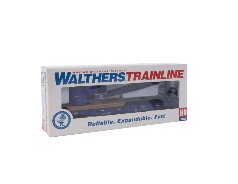 Walthers Trainline Flatcar with Logging Crane-Ready to Run-Alaska Railroad (Blue) 931-1780 HO Scale Model Railroad - Freight Model - Image 5