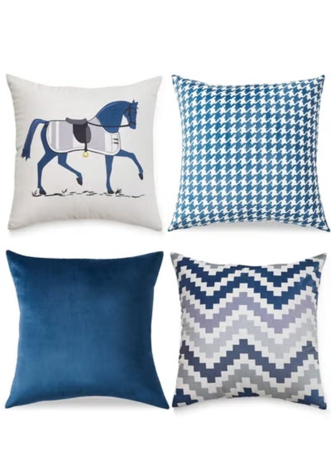 مجموعة من 4 أغطية وسائد، غطاء وسادة عصري مزخرف، 45 سم × 45 سم، لغرفة المعيشة، أريكة، أريكة سيارة، سرير، أغطية وسائد 18 × 18 بوصة (نمط مزدوج الجوانب) - Image 1