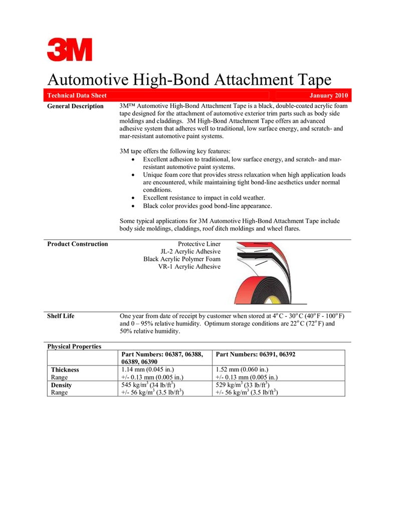 3M Automotive Acrylic Plus Premium Attchment Tape 06387, Black, 1.12 mm, 1/4 in x 20 yd - Image 3