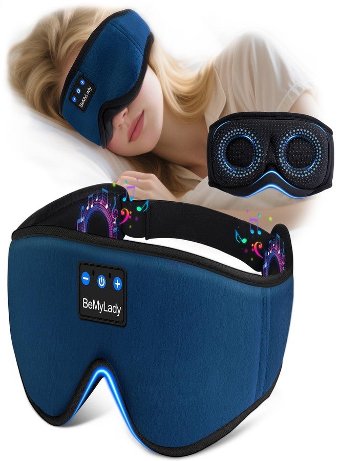 BeMyLady Sleep mask Headphones,100% Blackout 3D Zero Eye Pressure Bluetooth Sleep mask Breathable Eye mask with Bluetooth Headphones Sleep Headphones for Side Sleepers, 14H Playtime&Bluetooth 5.4 Blue - Image 1