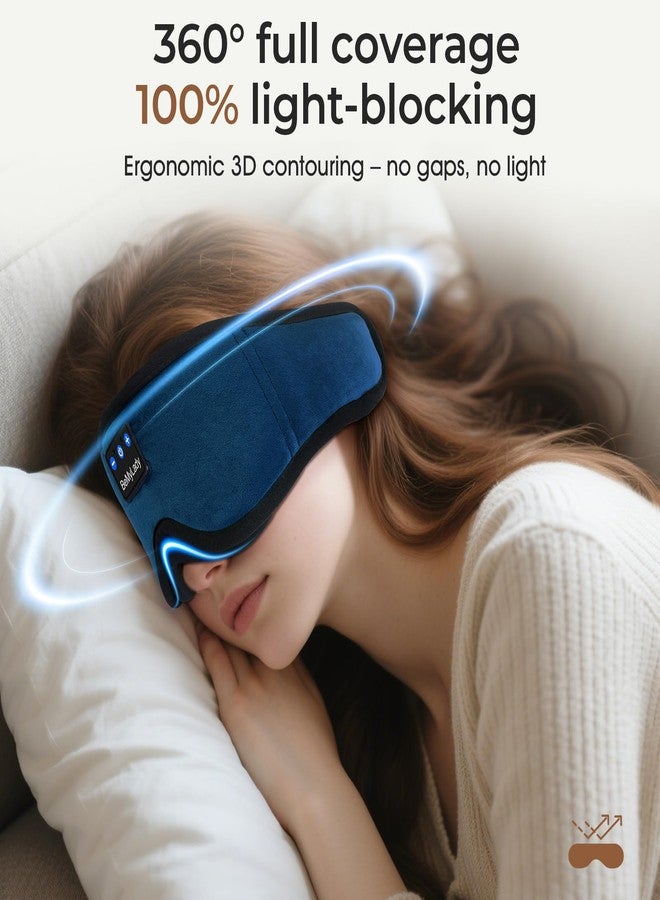 BeMyLady Sleep mask Headphones,100% Blackout 3D Zero Eye Pressure Bluetooth Sleep mask Breathable Eye mask with Bluetooth Headphones Sleep Headphones for Side Sleepers, 14H Playtime&Bluetooth 5.4 Blue - Image 2