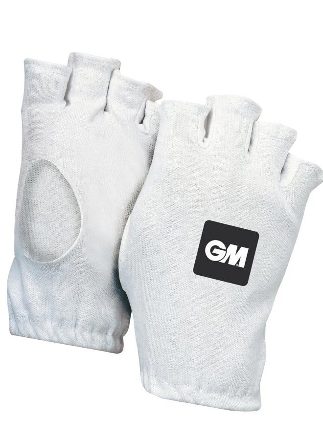 GM Fingerless Cotton Cricket Inner Gloves Mens, White, One Pair