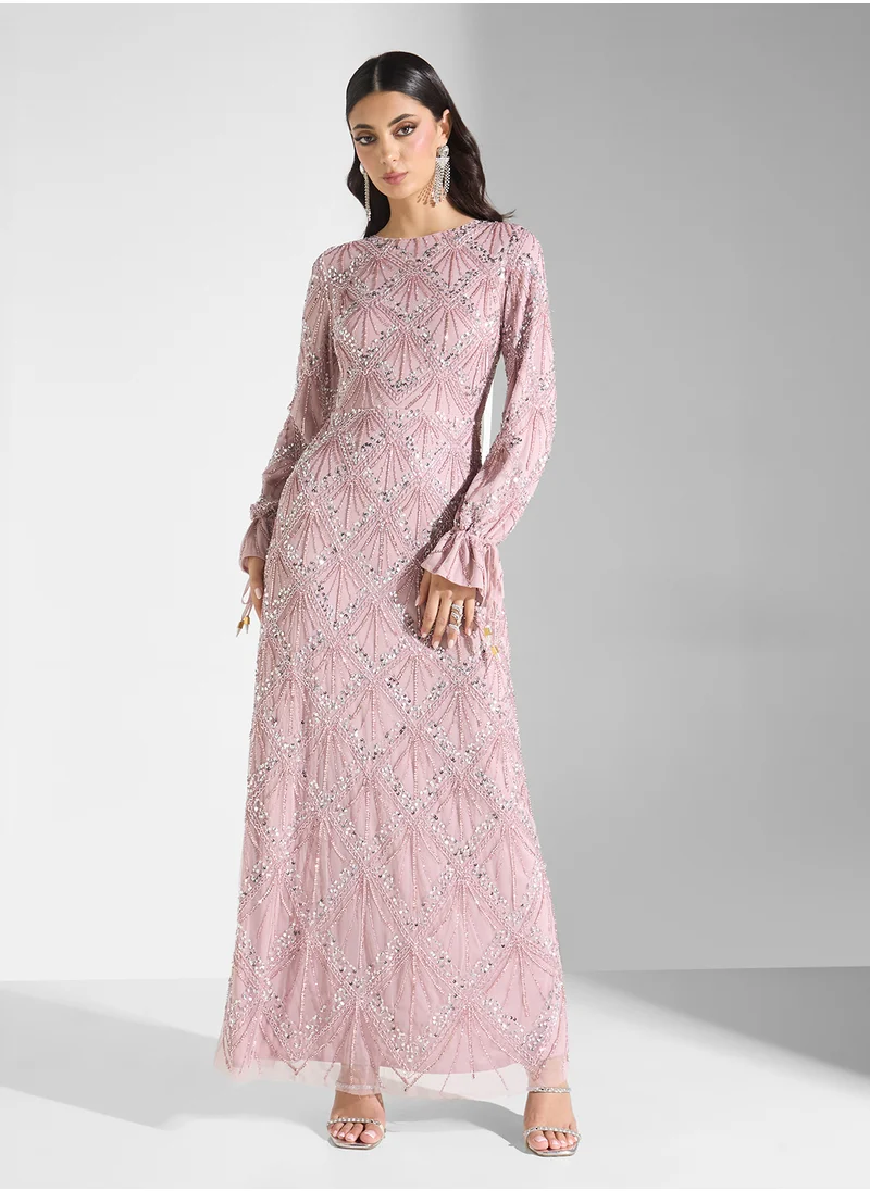 ماري Heidi Modest Embellished Sequin Maxi Dress